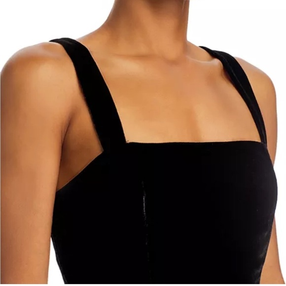 Rhode- NWT Georgina Black and Ivory Color Block Dropwaist Velvet Top Midi Dress - Picture 5 of 7